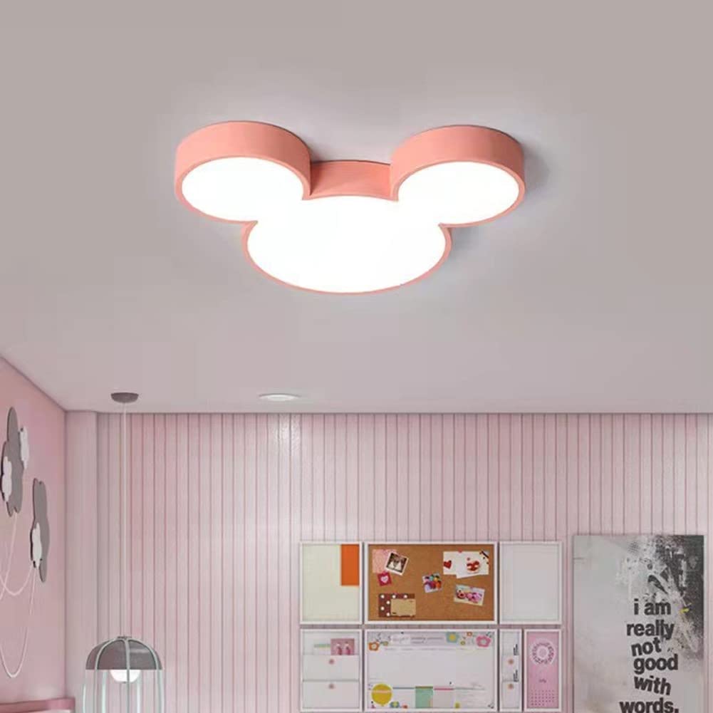Cartoon Mouse Dimmerabile Plafoniera a LED Lampada da soffitto in Acrilico Dimming Illuminazione Decorativa Ferro da Incasso Lampada da soffitto Camera dei Bambini Studio della (Rosa)