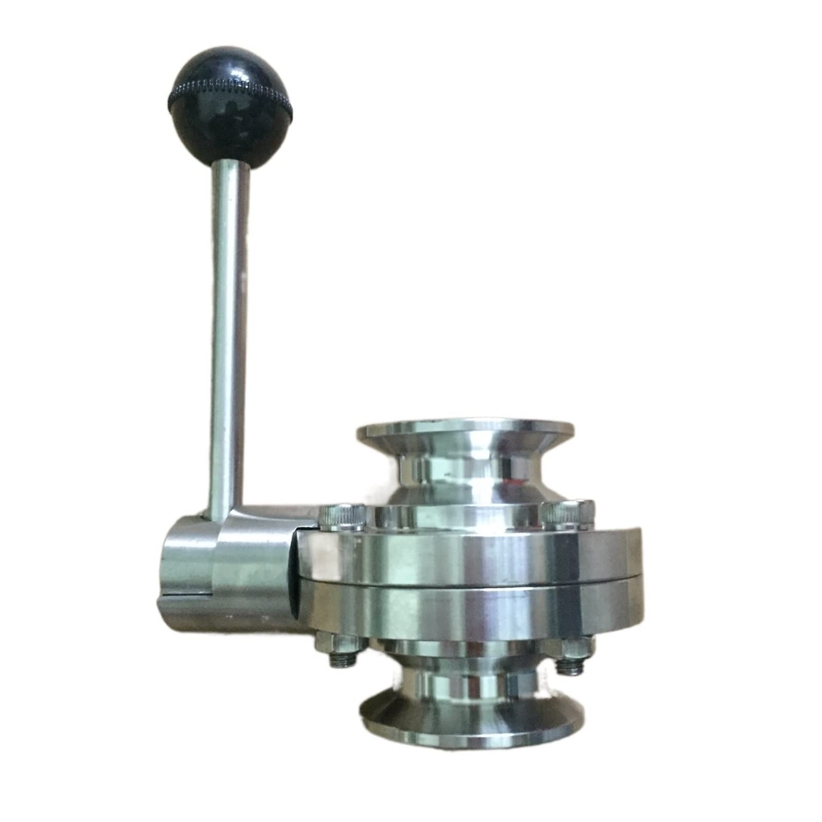 Valve papillon sanitaire en acier inoxydable SS304 robuste avec raccord à trois pinces