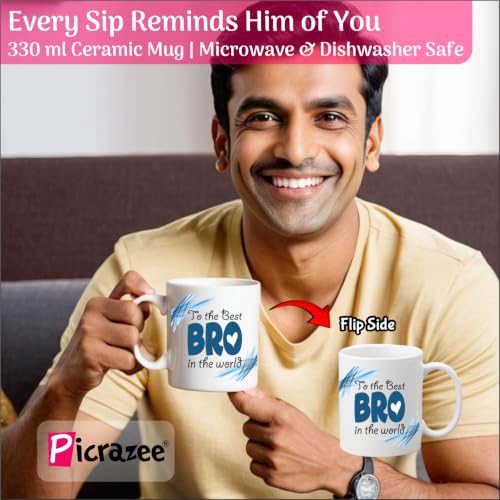 Image of PICRAZEE Rakhi Gift Combo for Brother with Mug, Rakhi, Fridge Magnet, Keyring & G-Card (D-23)