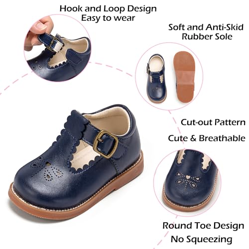 Image of PHIRAMIN Toddler Flower Girl Dress Shoes - Little Girl Mary Janes Flats Wedding