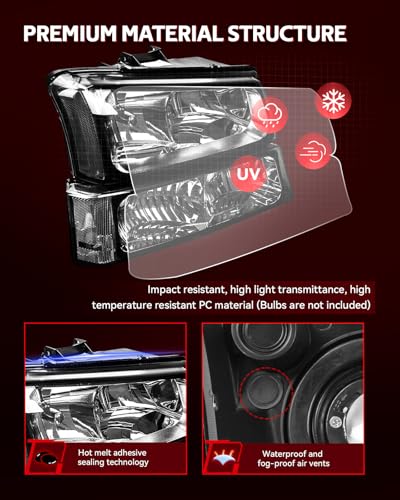 Image of Torchbeam Headlight Assembly Compatible with 2003-2006 Silverado 1500 | OE Headlamp Replacement for Silverado 1500 /3500 Classic, Avalanche 1500 Chrome Housing Clear Reflector Driver&Passenger Side