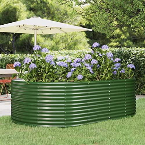 FIRBNUS 212 x 140 x 68 cm Macetero de jardín Cama de Cultura Macetero Jardín Jardín Verde Acero Pulido