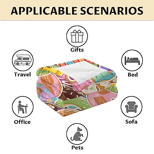 Girls Blanket - 30"x40" Cute Donut Throw Blanket Gifts for Kids & Adults - Colorful Soft Fuzzy Doughnut Blanket for Couch & Office