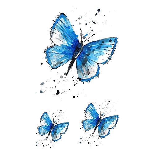 WYUEN 5 Sheets Butterfly Body Art Temporary Tattoo Sticker For Men Women Fake Waterproof Women Temporary Tattoo New Designs 9.8X6cm (FA-048)