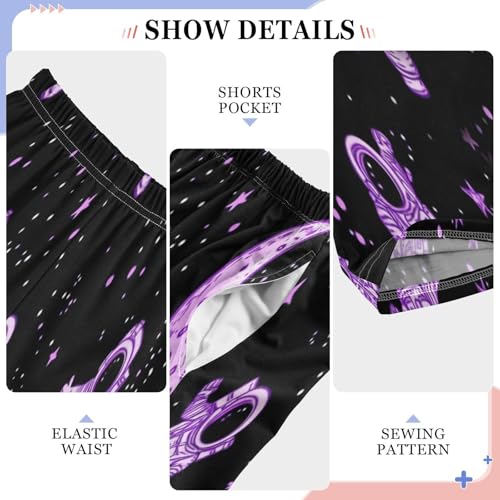 Purple Glowing Astronaut Pajama Pants Soft Lounge Sleepwear PJ Bottoms with Elastic Waist Ages 6–14 Years4