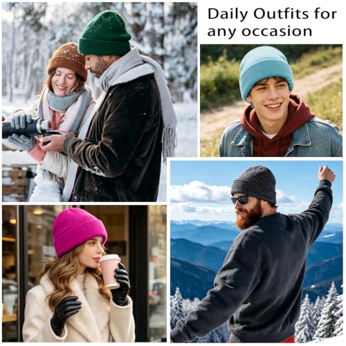 Image of ZOORON Beanie for Women Men Ski Watch Cap Cuffed Plain Skull Knit Hat Soft Fisherman Winter Hat