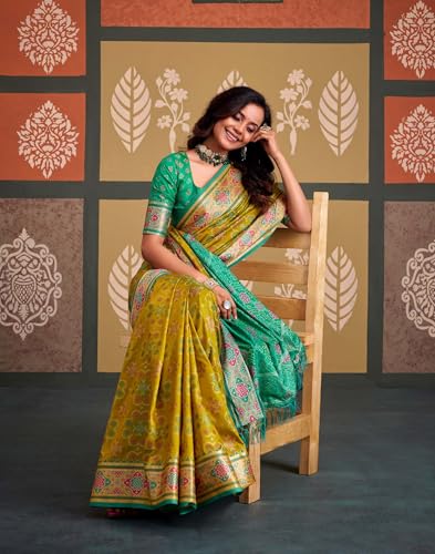 Image of MADHUHANSH Women's Cotton Linen Saree with Unstitched Blouse Piece and Floral Printed Pattern | Women Saree for Special Occasion | Stylish Modern Sarees
