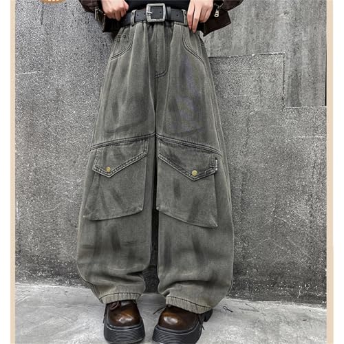 Girls Wide Leg Denim Cargo Pants Fashion 𝐘2K Denim Trousers with Multi-Pocket Causal Baggy Hip Hop Work Jeans3
