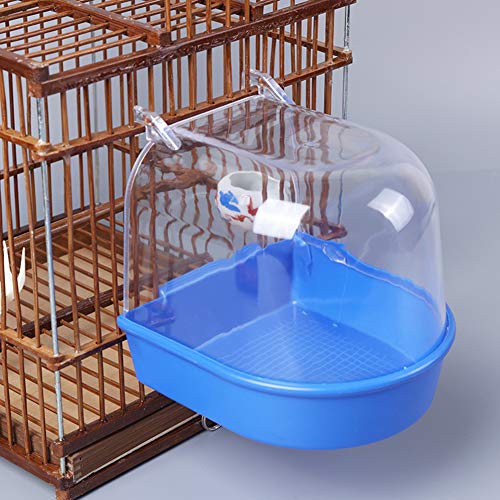 Image of YJJKJ Pet Bird Bath Box, Bird Caged Parrot Bathing Tub, Bird Cage Accessory Bathing Tub Bath for Small Brids Parakeet Canary Budgerigar Lovebirds (White)