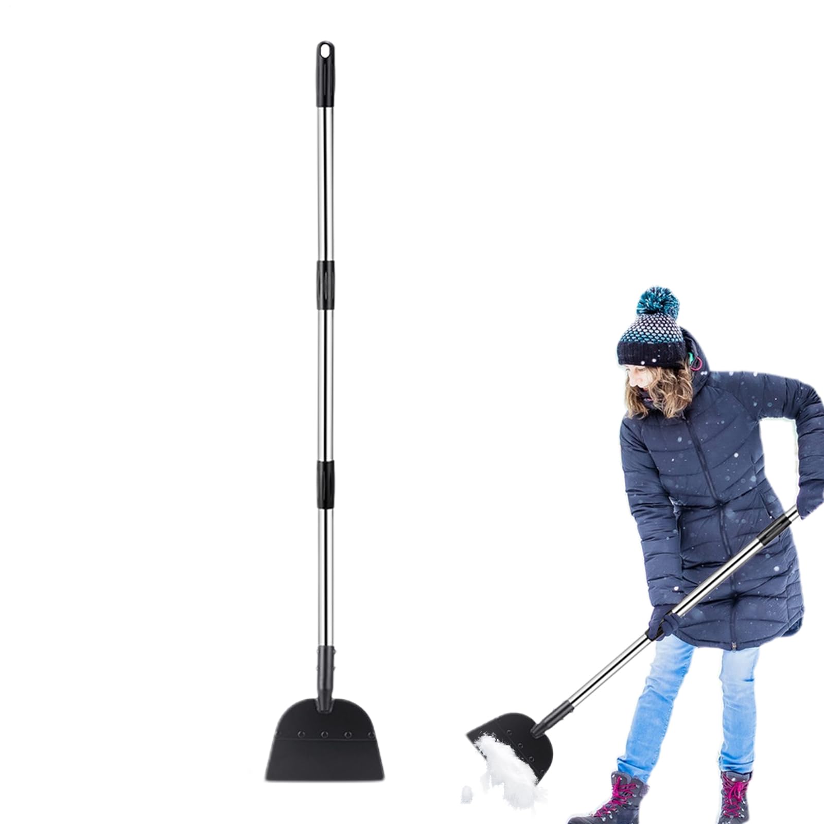 Pelle à neige et raclette de déglaçage à long manche pour cour et jardin
