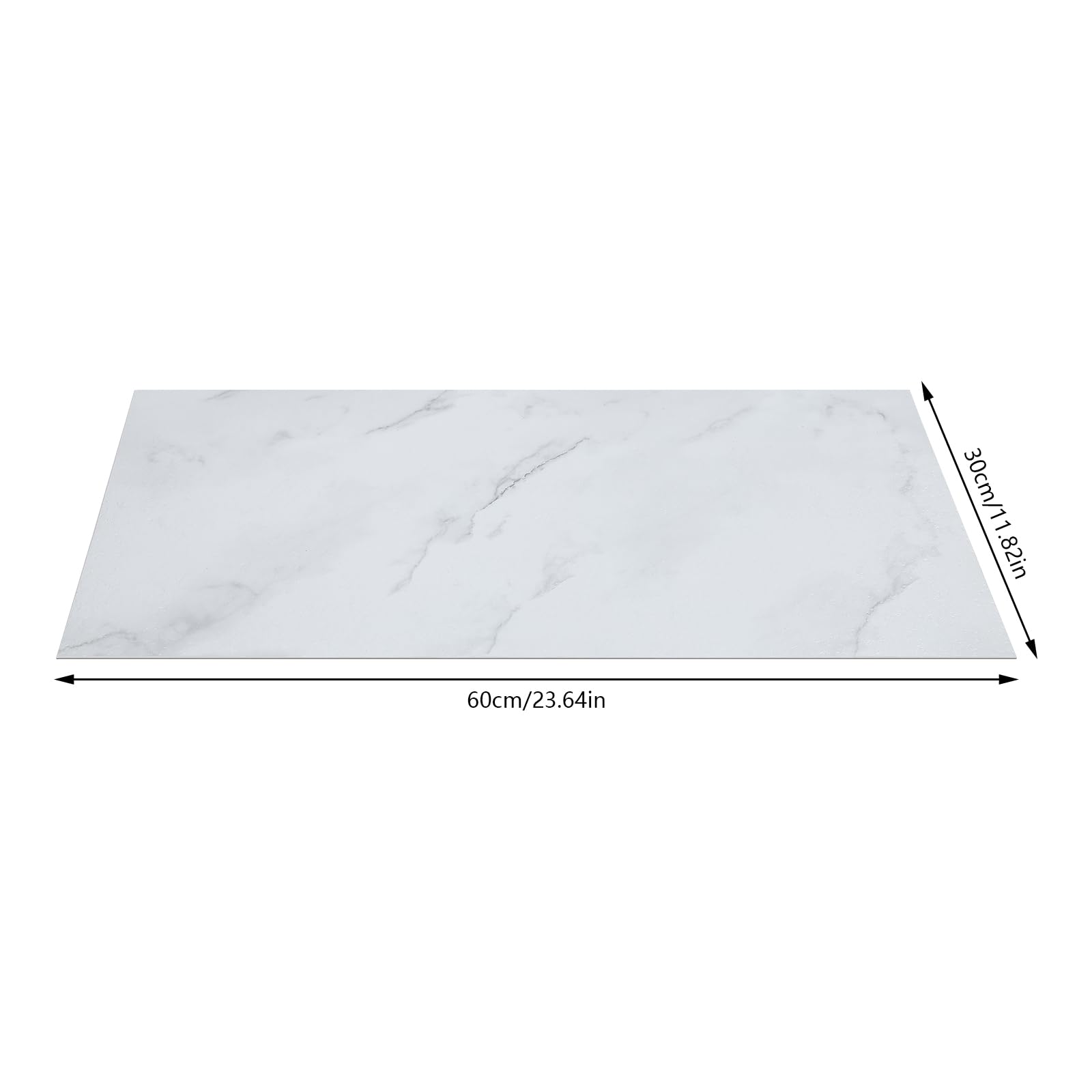 24 Stücke PVC Bodenbelag Selbstklebend, Rutschfest, Wasserfest, Laminat Rutschfeste Dekor-Dielen für Schlafzimmer Küche Wohnzimmer, 60cmx30cm, 1,3 mm Dicke, Weiß Marmor
