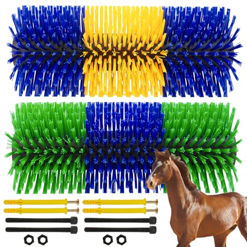 Kratzbürste Pferde,2 Stück Kratzbürste für Pferd Kuh,Halbrunde Pferde Bürsten,Pferdebürste,Rinderkratzer,Kuhbürste Massagebürste für Rinder Schafe,Andere Nutztiere zum,45cm