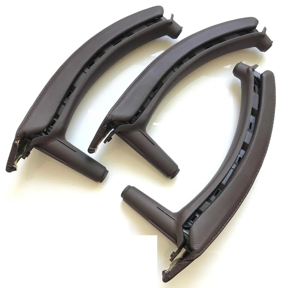JTWMTY LHD Left Right Interior Door Handle with Leather Cover Assembly Set for BMW X5 X6 E70 E71 E72 2007-2014(LHD Set Moka)