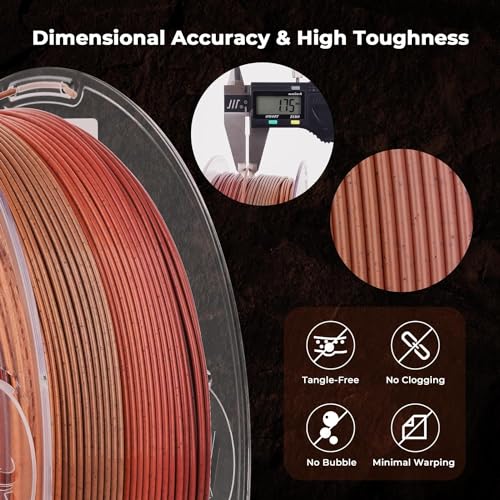 Image of AMOLEN Rock PLA Filament 1.75mm,Rainbow Marble PLA 3D Printer Filament, 1kg Spool (2.2lbs), 3D Printing Filament Dimensional Accuracy + /- 0.02 mm, Fit Most FDM Printer (Red Limestone)