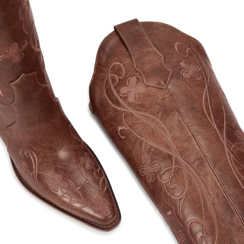 Image of wetkiss Knee High Cowboy Boots for Women, Stable and Comfortable | Western Style,Cowgirl Boots,Versatile,Pull On,Various Occasions,Non-slip Sole,Bohemian Rural Style