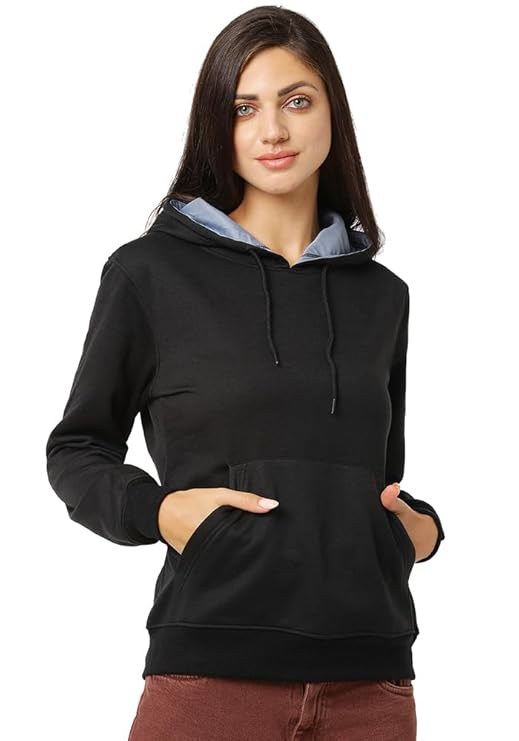 Women's S to 5XL Plus Size Fleece Hoodies with Kangaru Pocket