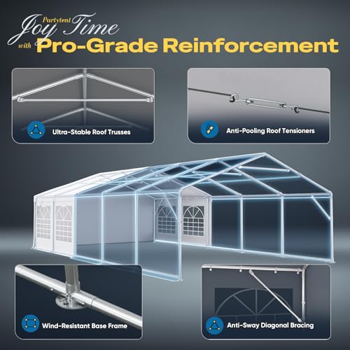 Image of Quictent Premium 20x32 Reinforced Heavy Duty Party Tent with 5 Storage Bags