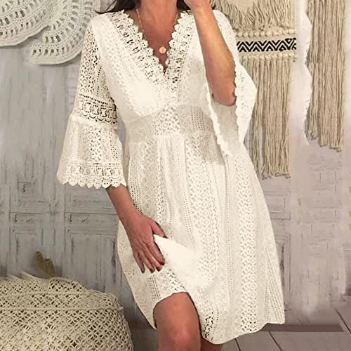 Robe manches évasées col en V pour masquer les imperfections - 2