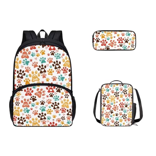 Zaino per bambini per la scuola Sachool zaino con portapranzo e astuccio 3 pezzi Zampa 17 pollici