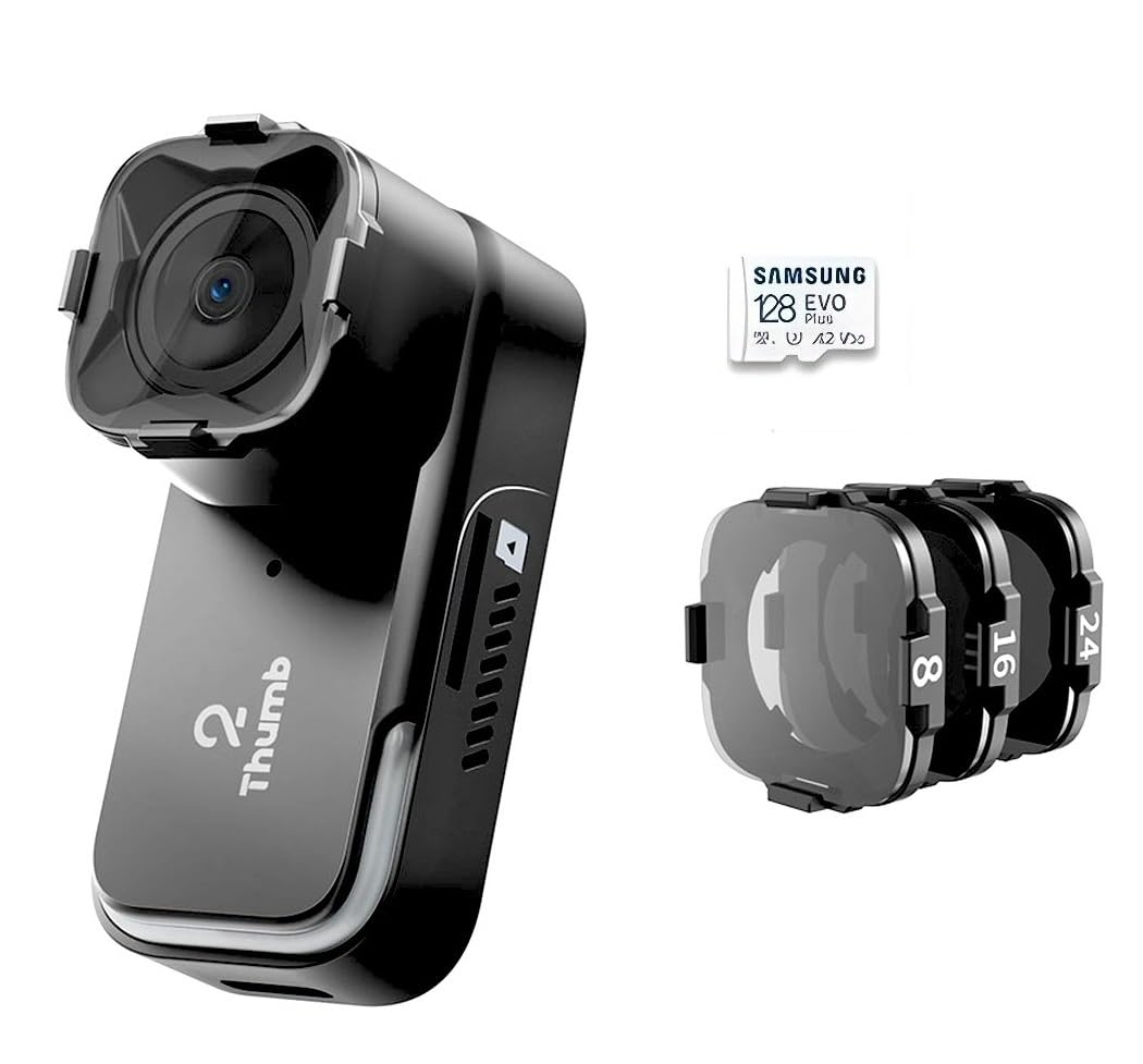 RunCam Thumb Pro 2 FPV Mini Action Camera 4K 16g 150° FOV Remote-Control Recording with Gyroflow Stabilization for FPV Drone with ND Filter Set and 128GB Micro SD Card