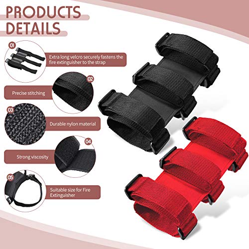 2 Pieces Adjustable Fire Extinguisher Holders Fire Extinguisher Mount Strap for Roll Bar Car Fire Extinguisher in Black and Red Compatible with Jeep Wrangler CJ YJ LJ TJ JK JKU JL JLU 1953-202
