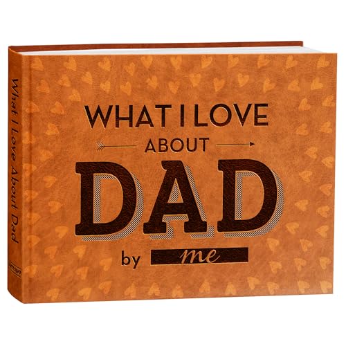 What I Love about Dad Book, Fill-in-the-Blank Leather Cover Book for Dad - Christmas Gifts for Dad from Daughter, Son, Kids - Birthday Gifts for Dad, Dad Birthday Gifts - Dad Christmas Gifts, Stocking Stuffer