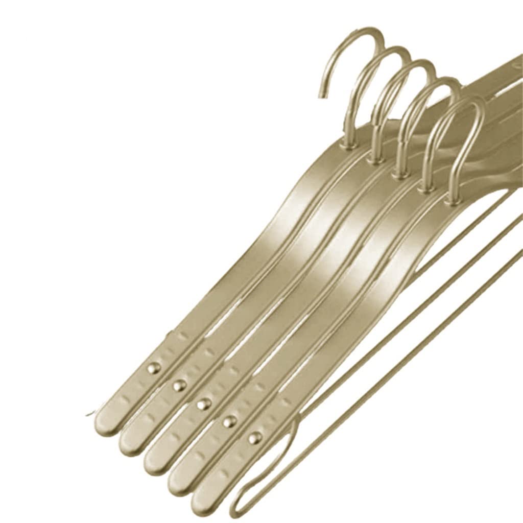 MOBYGKFY 5pcs Metal Clothing Hanger Aluminum Alloy Thicken Winter Coat Hanging Rack Space Saver Storage Clothes Hangers(Champagne)