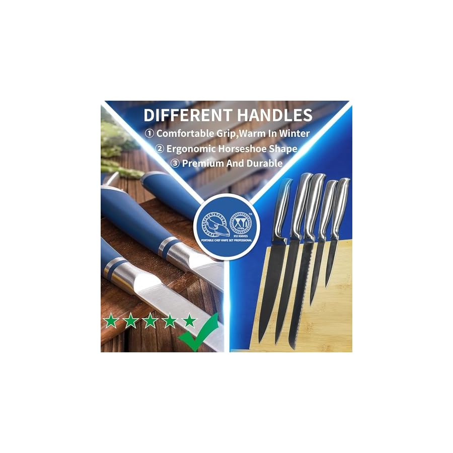 XYJ Knives,Professional Knife Sets for Master Chefs,12-pcs Chef Knife Set with Bag,Meat Cleaver Butcher for Camping