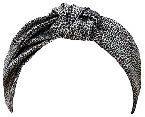 Slip Silk Knot Headband in Leopard (One Size) - 22 Momme Pure Mulberry Silk Elastic Headband for Women - Delicate, Lightweight + Versatile Sleeping and Fashionable Hairband
