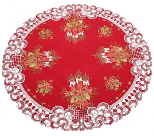 HanaQi Weihnachten Tischläufer Tischdecke Dunkelrot Leinenoptik Rot...