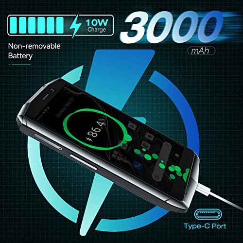 CUBOT Pocket Handy ohne Vertrag, Mini Smartphone, 4 Zoll Display, 4GB RAM/64GB Interner Speicher, 3000mAh Akku, 16MP+ 5MP Kameras, Android 11, 4G Dual SIM, Face ID NFC-Schwarz ✪