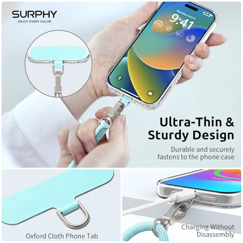 Image of SURPHY Phone Lanyard Crossbody, Phone Strap Crossbody with 2 Tether Tabs | Adjustable Cell Phone Lanyard, Anti Theft Phone Strap, Premium Metal Buckles, Universal Lanyard for Travel, Limpet Shell