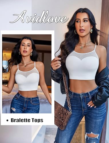 Avidlove Blusas femininas sexy arrastão cropped sutiã Y2k blusa vazada para sair lingerie, Branco, G