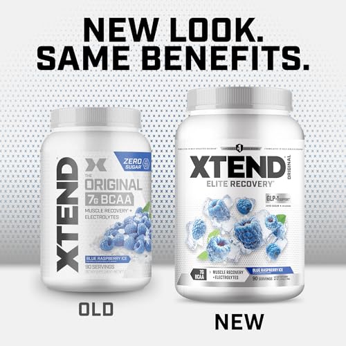 Image of Xtend Original BCAA Powder, 7g BCAAs and 2.5g L-Glutamine for Muscle Recovery Hydration and Lean Muscle, Sugar Free Intra and Post Workout Drink with Electrolytes, Blue Raspberry Ice, 90 Servings