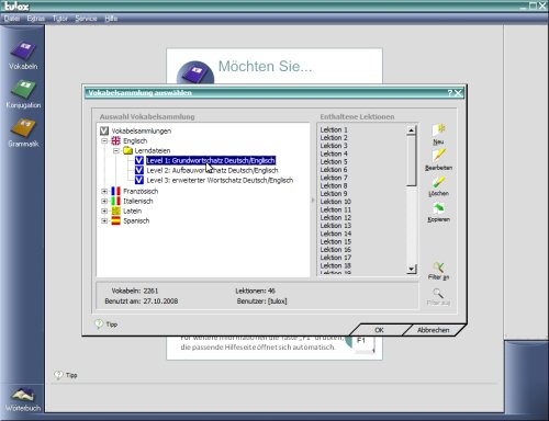 tulox Sprachtrainer Englisch - Vokabeltrainer, Konjugations- und Grammatiktrainer mit großem vertontem E-Großwörterbuch