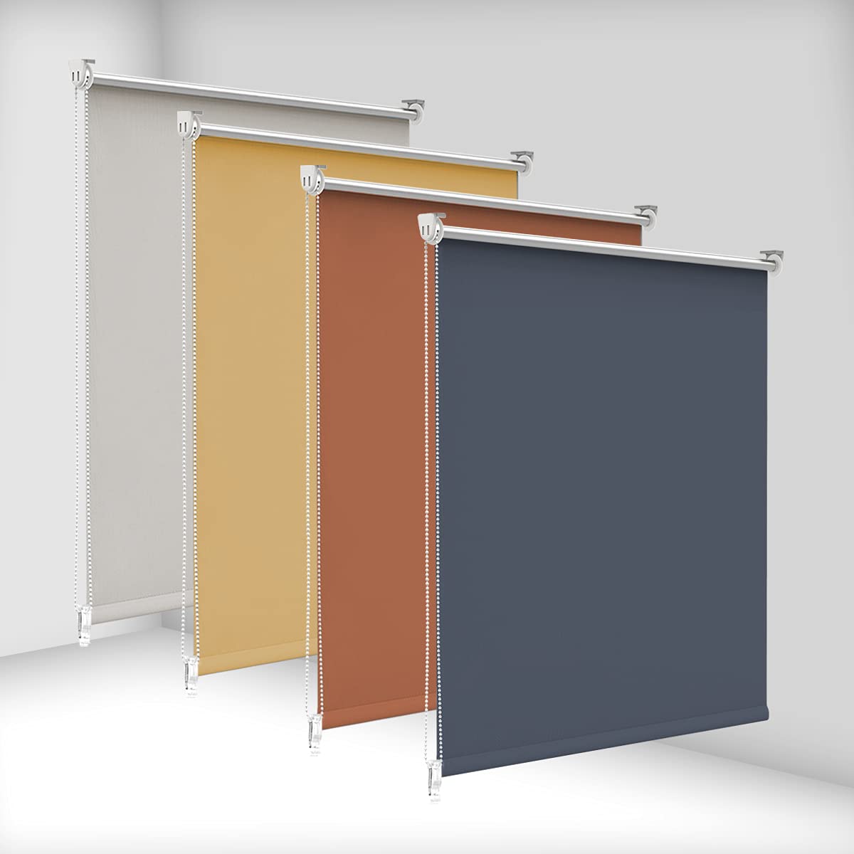 bobodeco Verdunklungsrollo ohne Bohren & mit Bohren, Verdunkelungsrollo Klemmfix, Dunkelblau B95x H170cm (Stoffbreite 95cm), Thermorollo Sichtschutz und Sonnenchutz, Rollos für Fenster & Tür