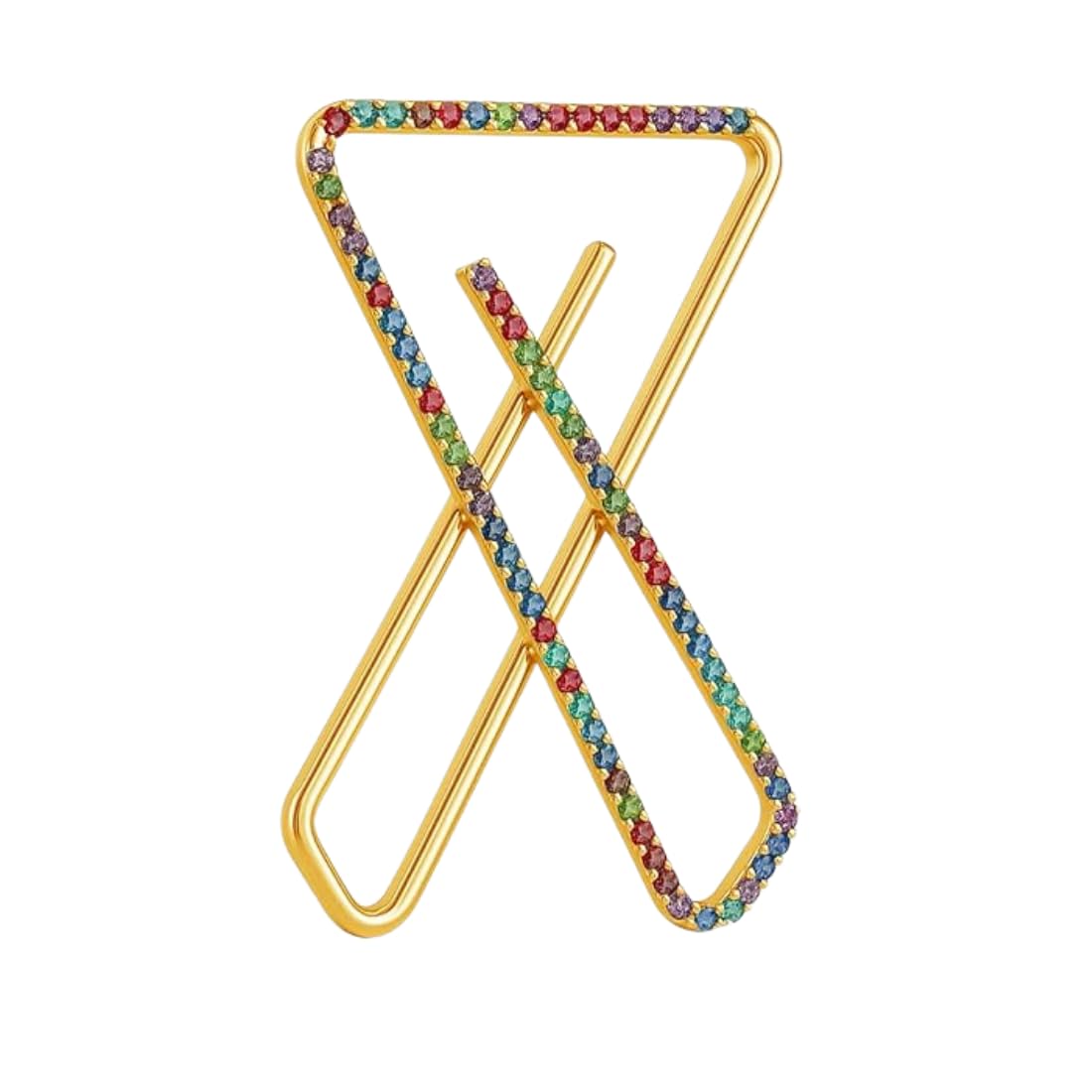 Sharanya Fashions | Gold Plated Brooch Pin Multicolour stone X Saree Pin. Decorative Brooches For Women & Girls-image-2