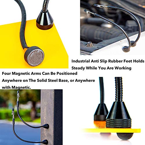 KOTTO Third Hand Soldering Tool PCB Holder Four Magnetic Based With Iron Holder, Flexible Metal Arms Helping Hands Crafts Jewelry Hobby Workshop Helping Station Non-Slip Steel Weighted Base - Thumbnail 7