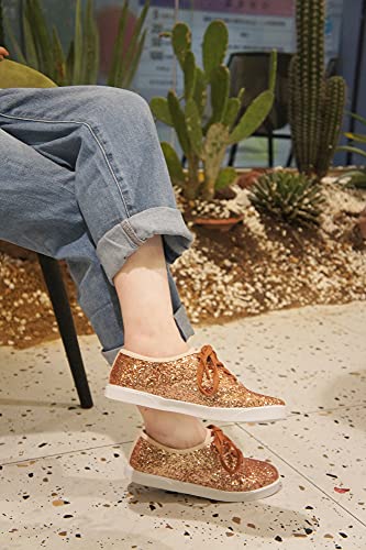 Image of FEVERSOLE Women's Fashion Dress Sneakers Party Bling Casual Flats Embellished Shoes