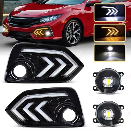 DRL luz de circulación diurna amarillo blanco Civic Hatchback 16-21 2