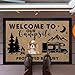 GABSHAIM Custom Welcome to Our Campsite Doormat Funny Doberman Pinscher Watercolor Dog Camping Camp Trailer RV Door Mat Floor Mat (21 RV Optional) 27.5