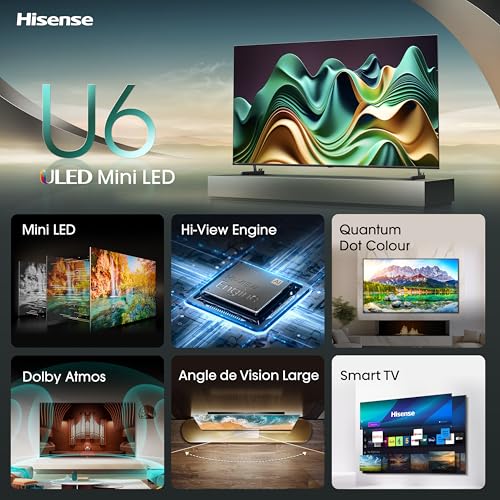 Hisense Smart TV 65 Pouces 65U6NQ MiniLED QLED 4K UHD Téléviseur Dolby Vision Atmos Hi View Engine Mode Sport IA MEMC HDR VIDAA avec Youtube Netflix Disney+ Canal + - vue 3