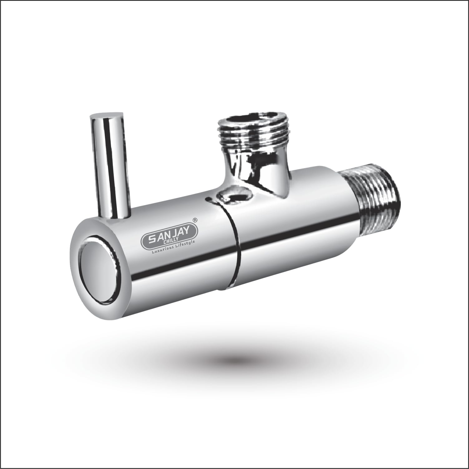 Sanjay Chilly Angle Valve Tap Nozzle Cock With Wall Flange for Bathroom Kitchen Washbasin Angle Cock Faucet Taps Heavy Fitting | Strong & Reliable Fixing | Chrome Finish (Silver) 1 Years Warranty