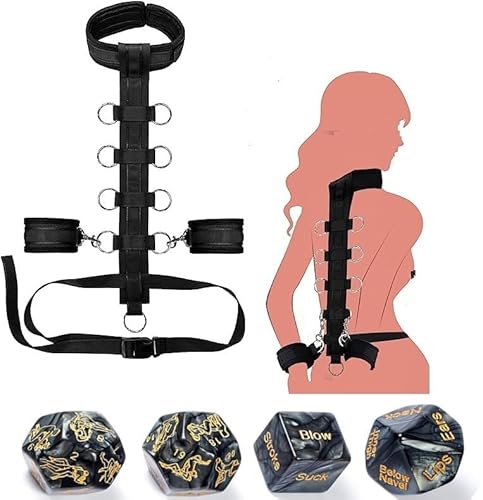 BDSM Neck to Wrist Bondage Restraints Set Bed Restraints Wrist Thigh Leg Cuffs Bondage Restraints Kit Sex Toy BDSM Restraints Harness Open Legs Spreader Sexy Toys for Couples Sweater ZK-Q1