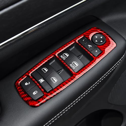 Image of 4 Doors Window Switch Lift Control Decals for 2011-2026 Dodge Durango / 2011-2023 Charger /Chrysler 300 /2011-2021 Jeep Grand Cherokee WK2 Accessories Carbon Fiber Stickers