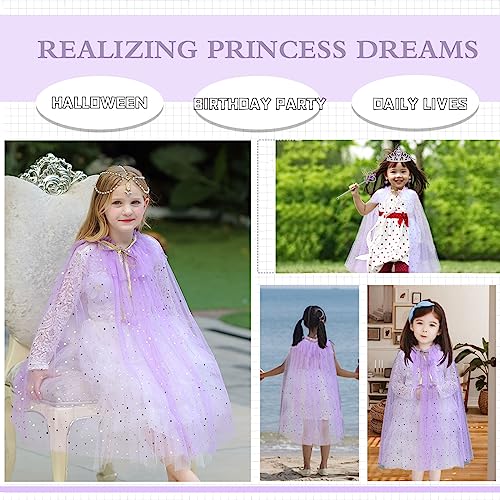 skyllc Prinzessin Umhang Kinder,Tüll Umhang Glitzer für Mädchen,Party Kostüm Karneval Cosplay (Violett)