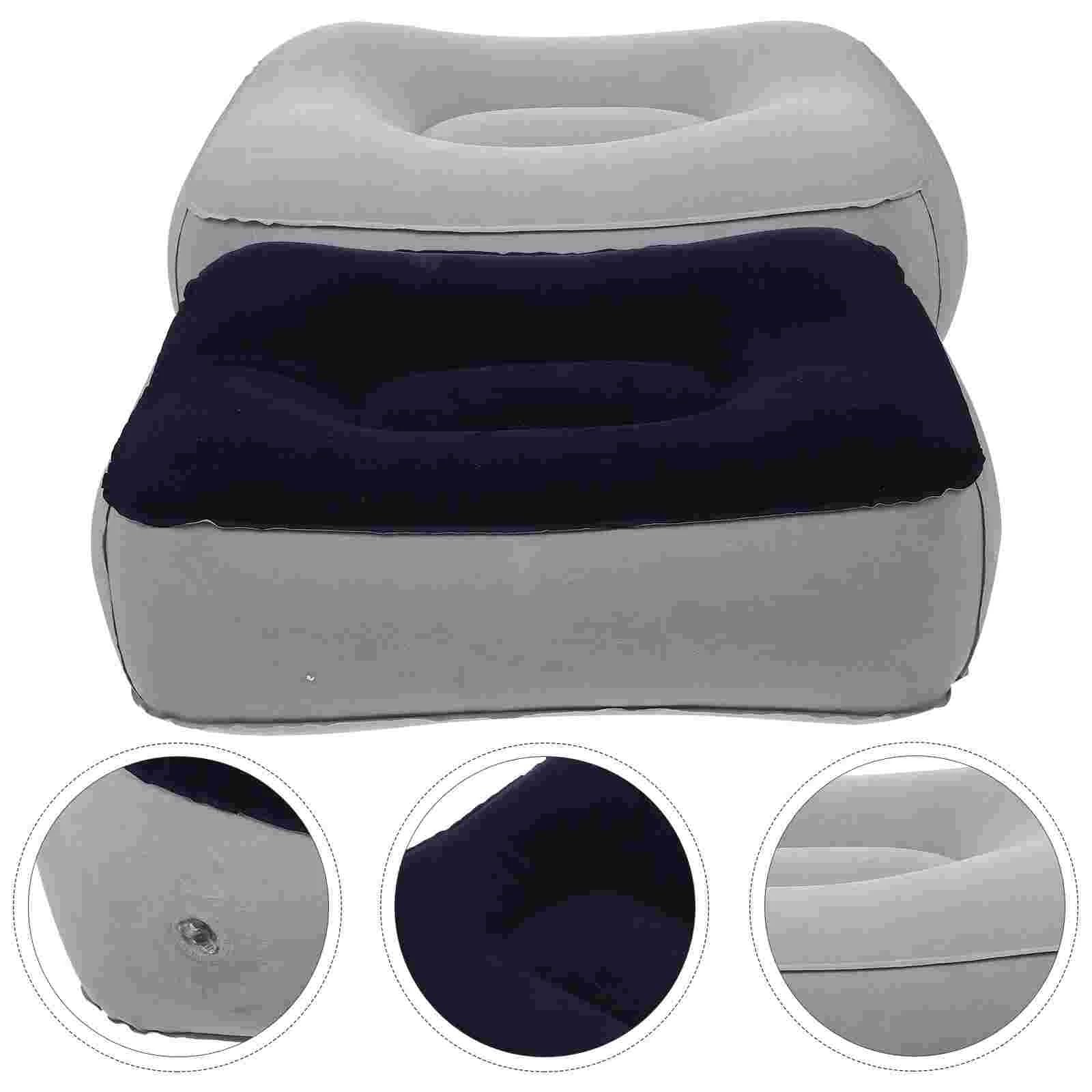 Reposapiés de avión, reposapiés inflable, almohada Camping, viaje(Purple)