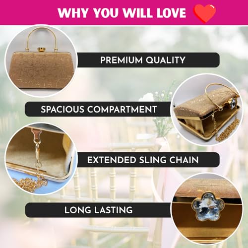 Image of SLARA Women's Evening Clutch Bag for Women, Glitter Pattern, Crystal Clasp Handbag, Perfect for Weddings, Parties, and Special Events