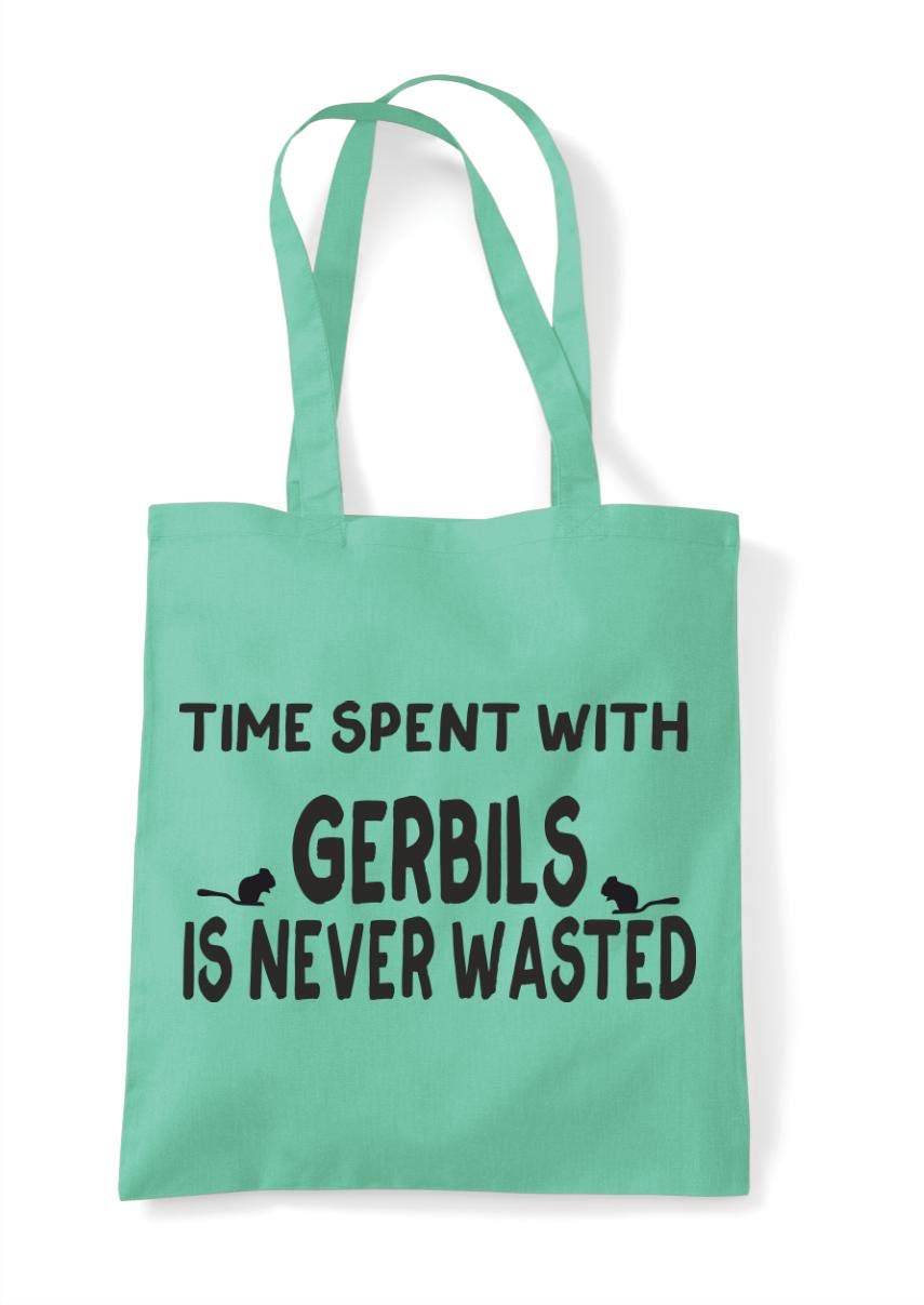Time Spent with Gerbils Is Never Wasted cotton tote shopping bag - Mint