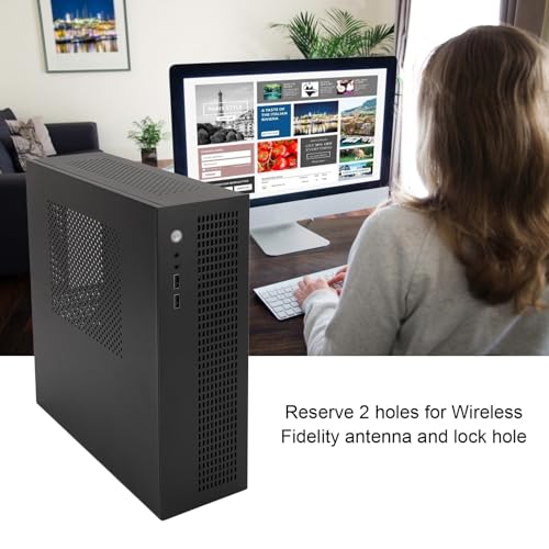 Gabinete para PC pequeño MATX ITX, con ventilador de enfriamiento USB 2.0, soporte para SSD y HDD, placa de acero, diseño compacto para juegos miniatura 4